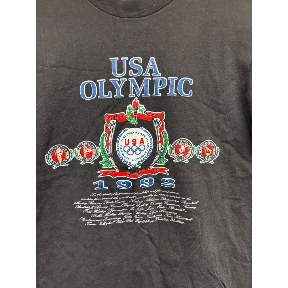 USA Olympics Team JC Penney T-Shirt Mens Black 1992 Graphic Tee L Vintage
